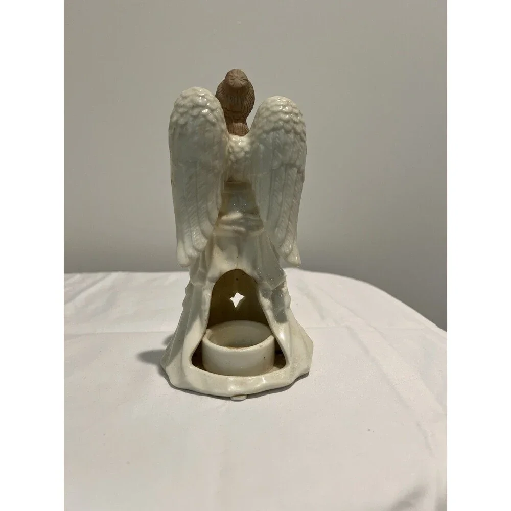 Potpourri Designs White Ceramic Angel Candle holder,‎ Tealight, Christmas